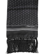 Black White Polka Dot Fringes Foulard Scarf
