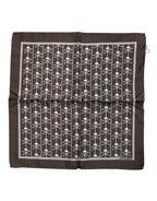 Brown Skull Silk Square Men Foulard Scarf