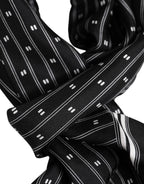 Black Silk Printed Fringes Men Foulard Scarf
