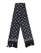 Black Silk Crown Fringes Men Foulard Scarf