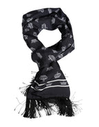 Black Silk Crown Fringes Men Foulard Scarf