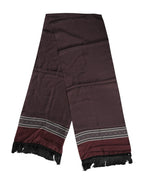 Maroon Dotted Silk Fringes Foulard Scarf