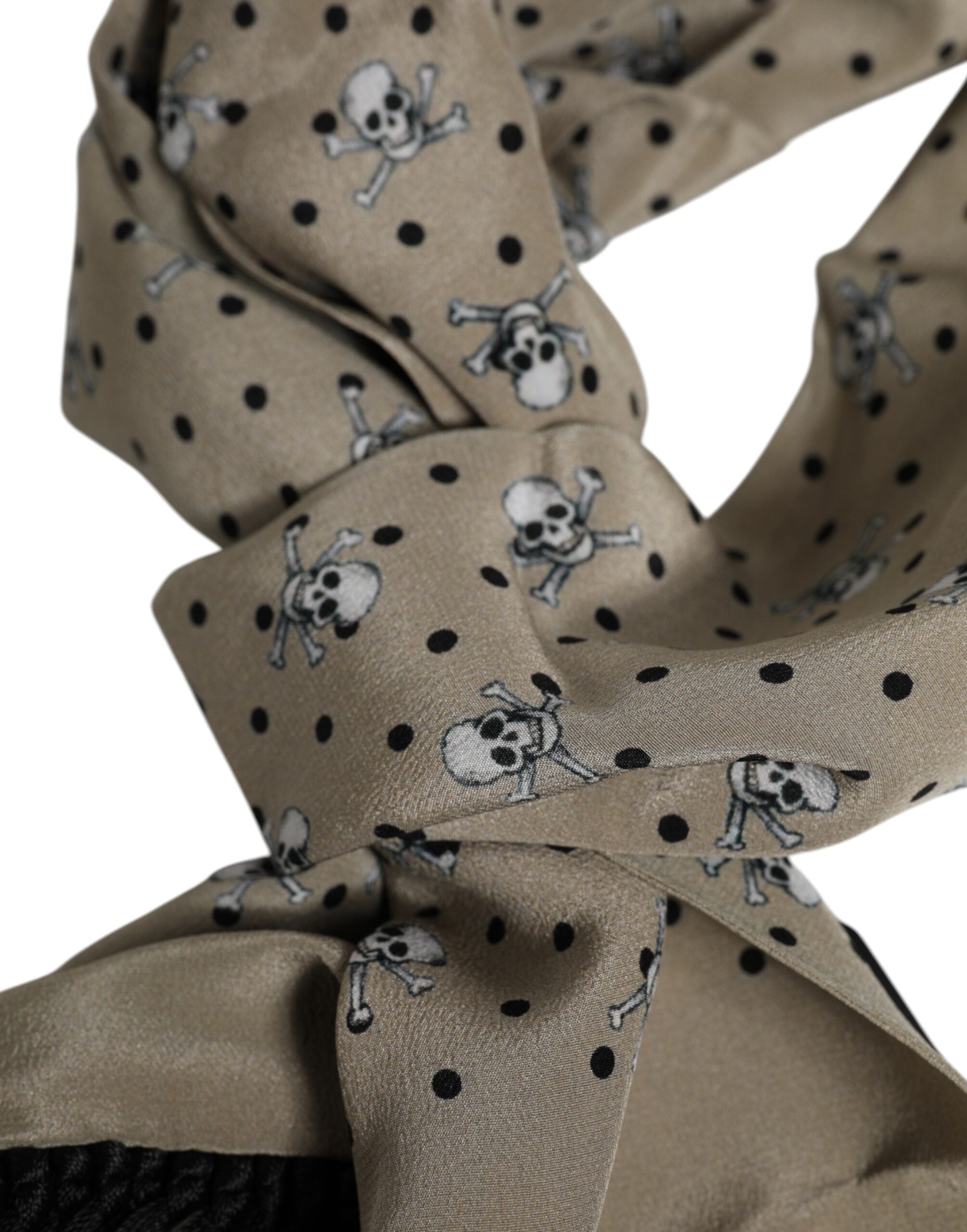 Gray Skulls Silk Fringes Men Foulard Scarf