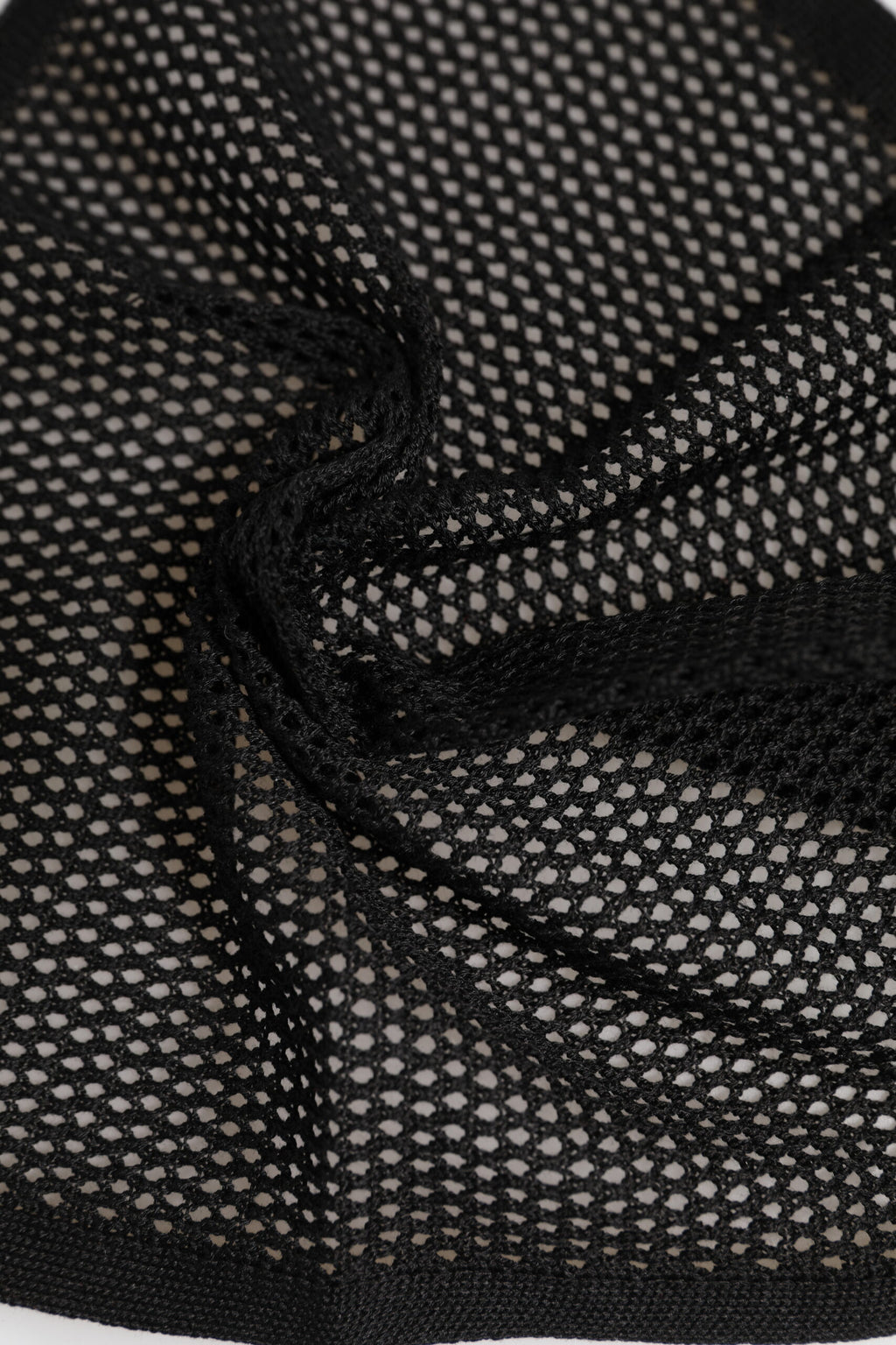 Black Patterned Cotton Square Foulard Scarf