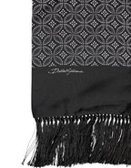 Black Patterned Fringes Men Foulard Scarf