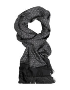 Black Patterned Fringes Men Foulard Scarf