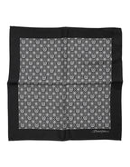 Black White Patterned Square Foulard Scarf