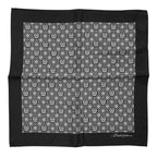 Black White Patterned Square Foulard Scarf