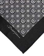 Black White Patterned Square Foulard Scarf