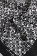 Black White Patterned Square Foulard Scarf