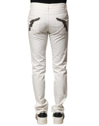 White Cotton Skinny Men Denim Jeans