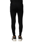 Black Nylon Elastic Logo Men Leggings Pants