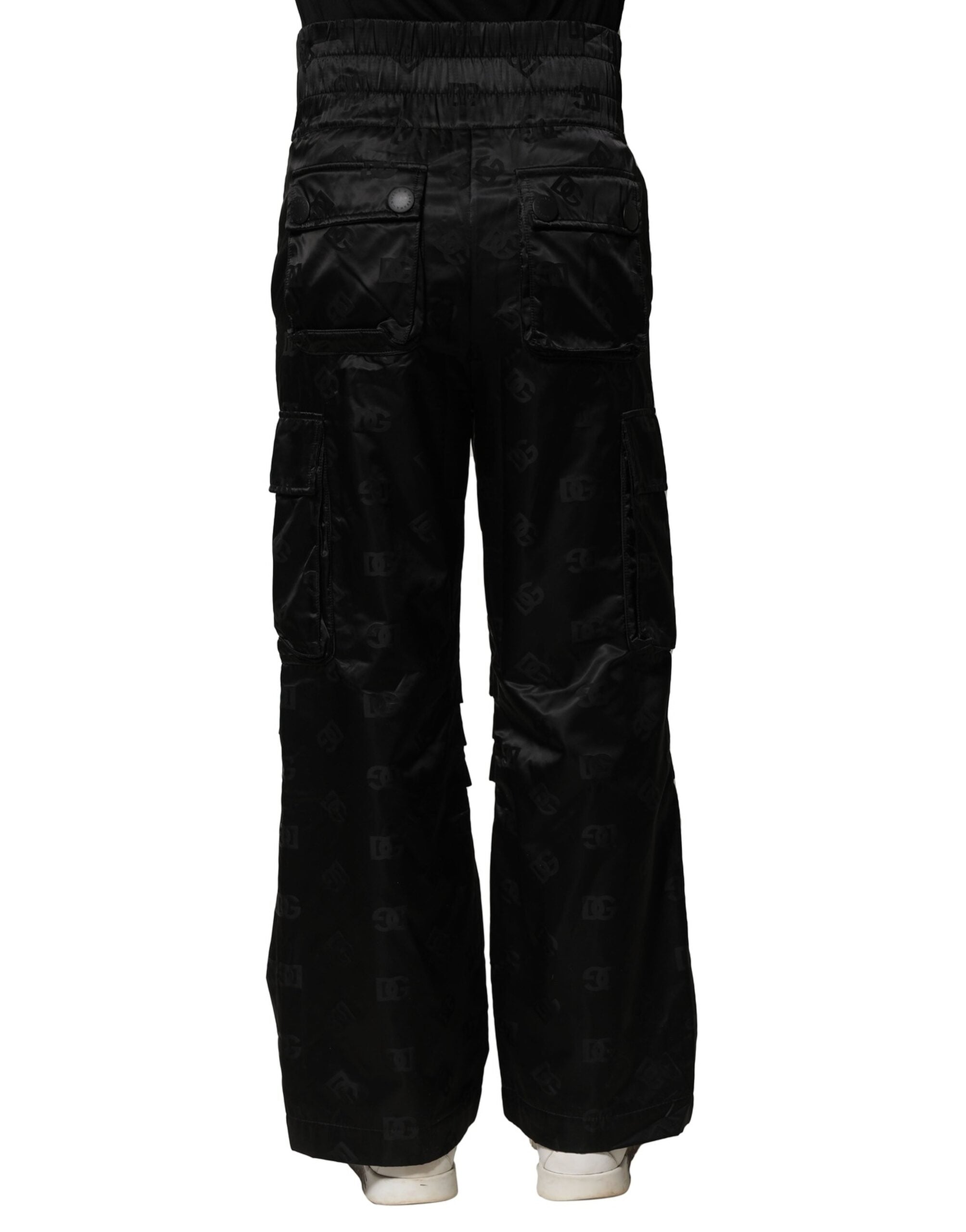 Black Nylon DG Logo Straight Pants