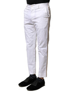 White Cotton Straight Logo Men Pants