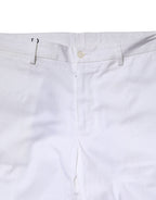 White Cotton Straight Logo Men Pants