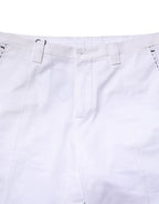 White Cotton Straight Logo Men Pants