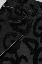 Gray Cotton DG Logo Straight Men Denim Jeans