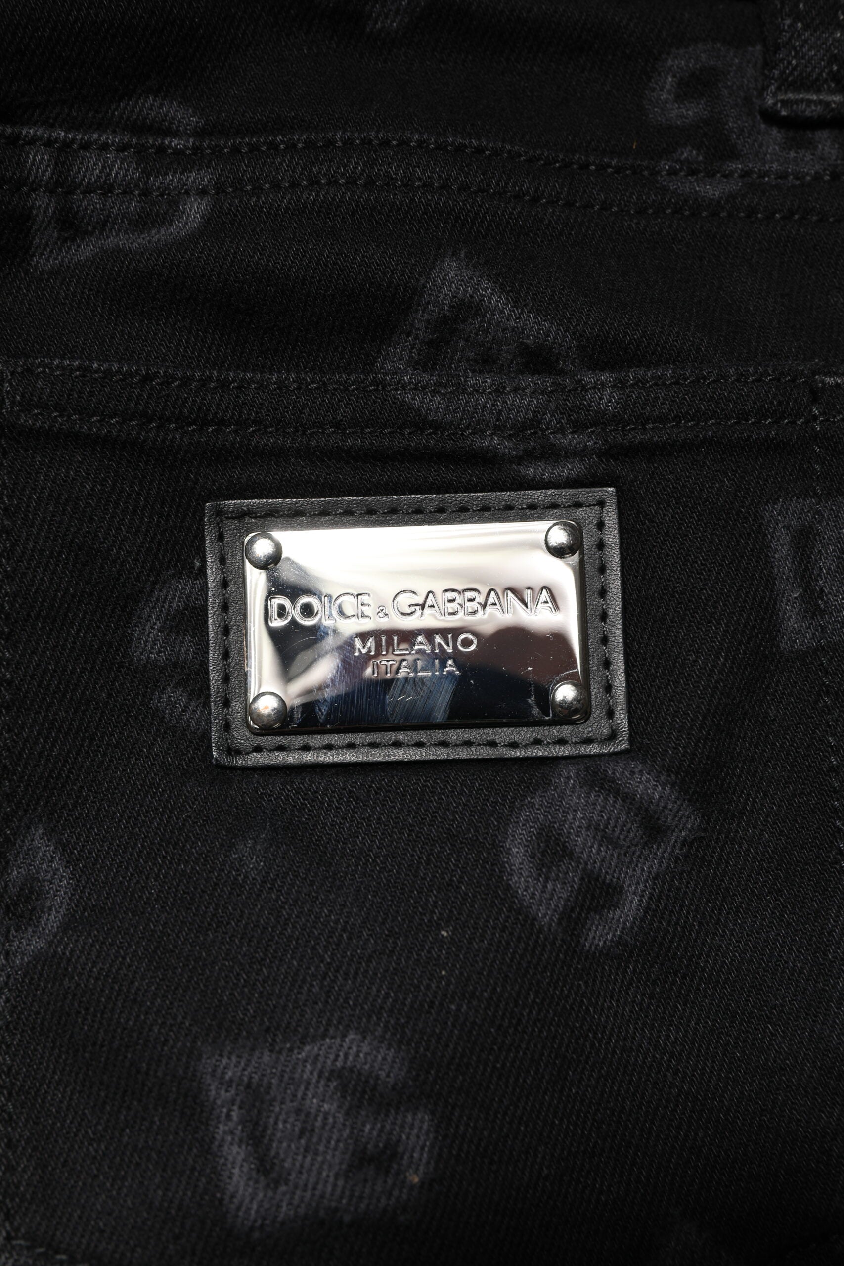 Black Cotton DG Logo Skinny Men Denim Jeans