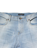 Light Blue Washed Straight Fit Denim Jeans