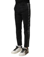 Black Gray Cotton Tapered Men Pants