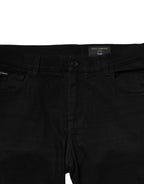 Black Cotton Tattered Slim Fit Men Denim Jeans