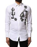 White GOLD Embroidery Detailed Dress Shirt