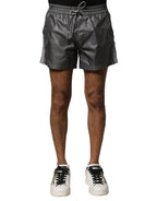 Gray Polyester Mid Waist Casual Bermuda Shorts