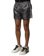 Gray Polyester Mid Waist Casual Bermuda Shorts