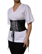 Black Cotton Waist LaceUp Strap Corset Belt