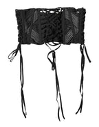 Black Cotton Waist LaceUp Strap Corset Belt