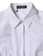 White Cotton Collared Long Sleeves Shirt Top
