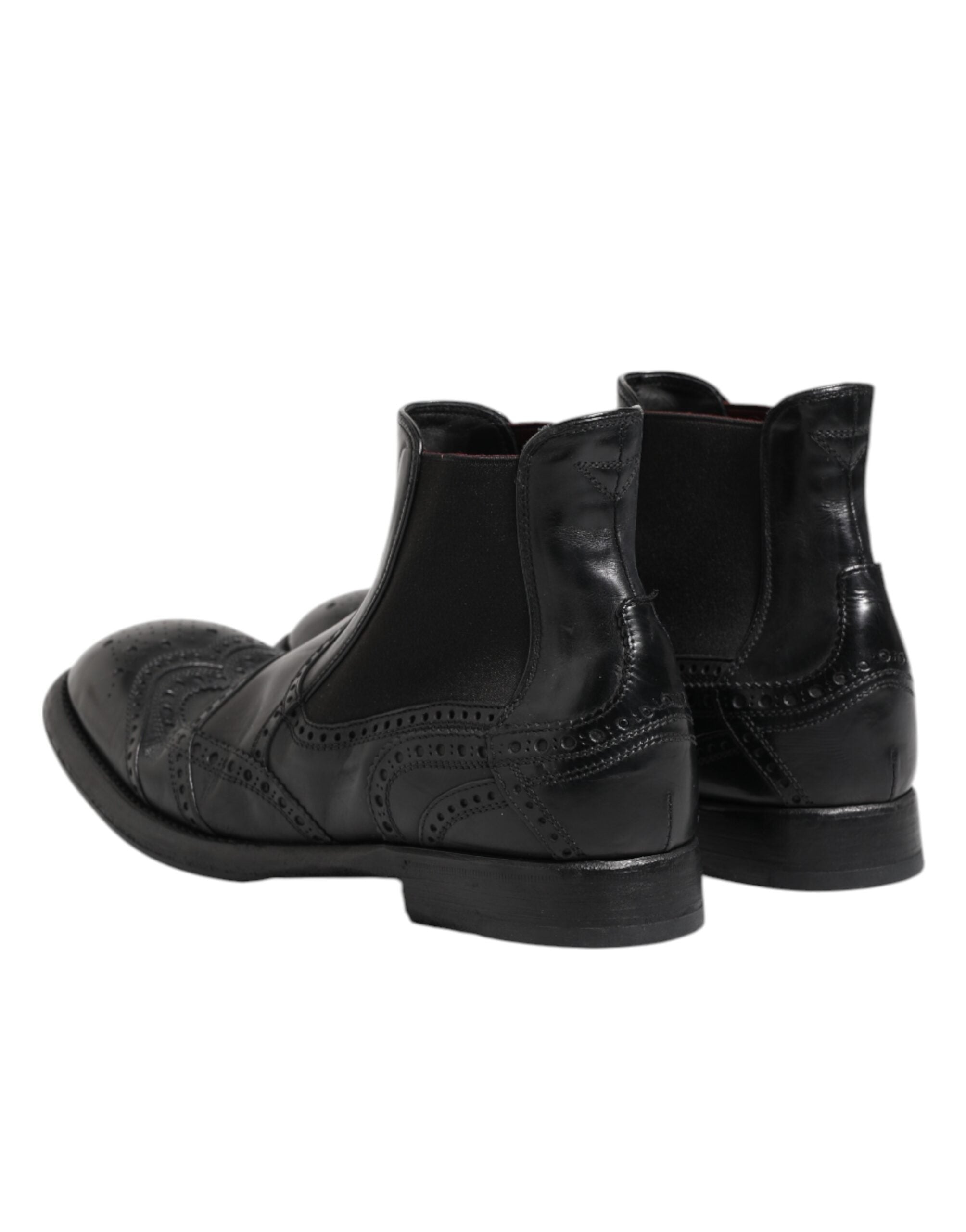 Black Leather Ankle Boots Slip On Shoes