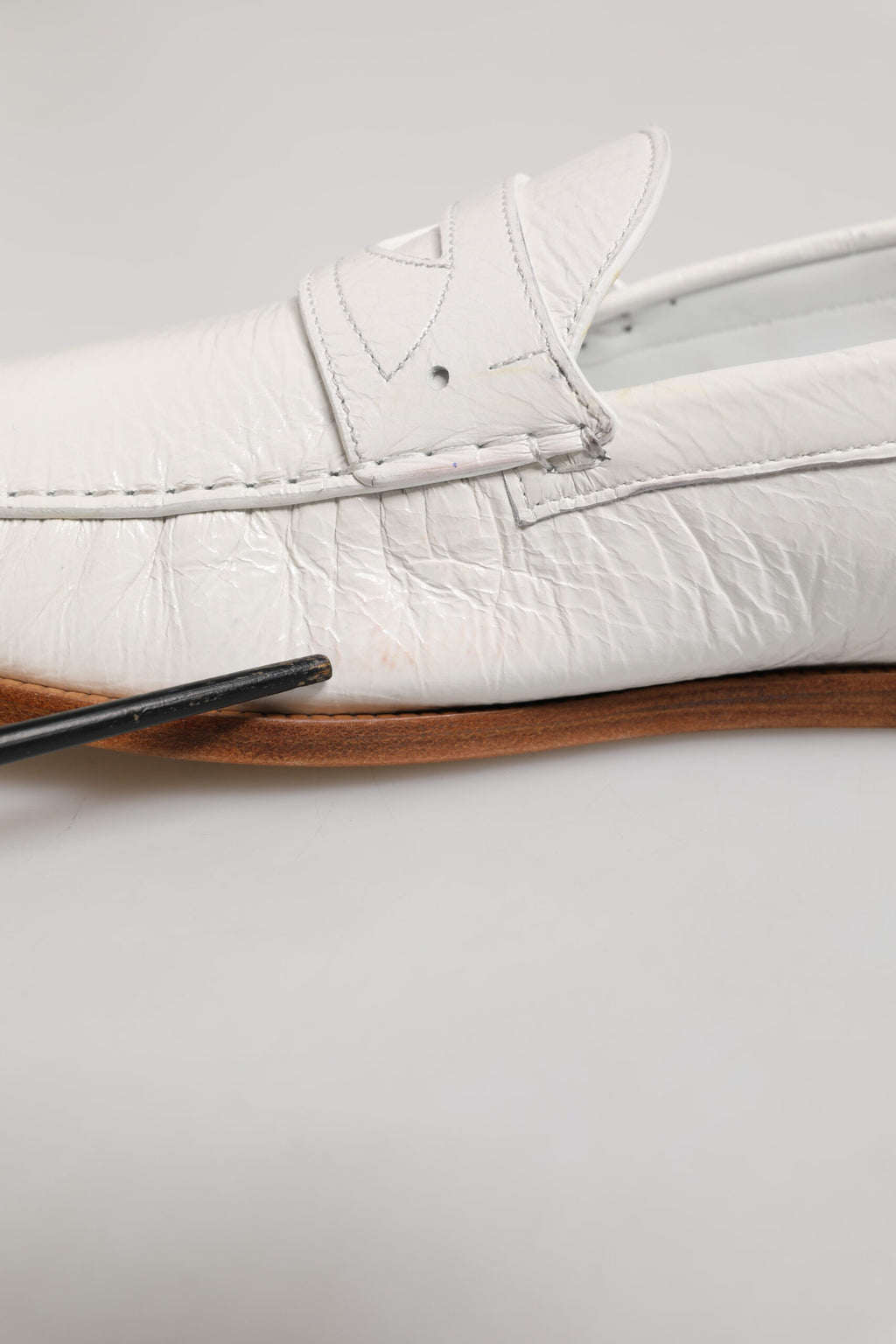 White Leather Loafers Moccasins Slip On Shoes