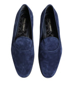 Blue Velvet DG Logo Loafers Formal Shoes