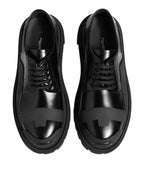 Black Patent Leather Trekking Derby Shoes