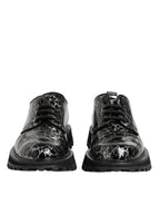 Black White Calfskin Chunky Derby Shoes