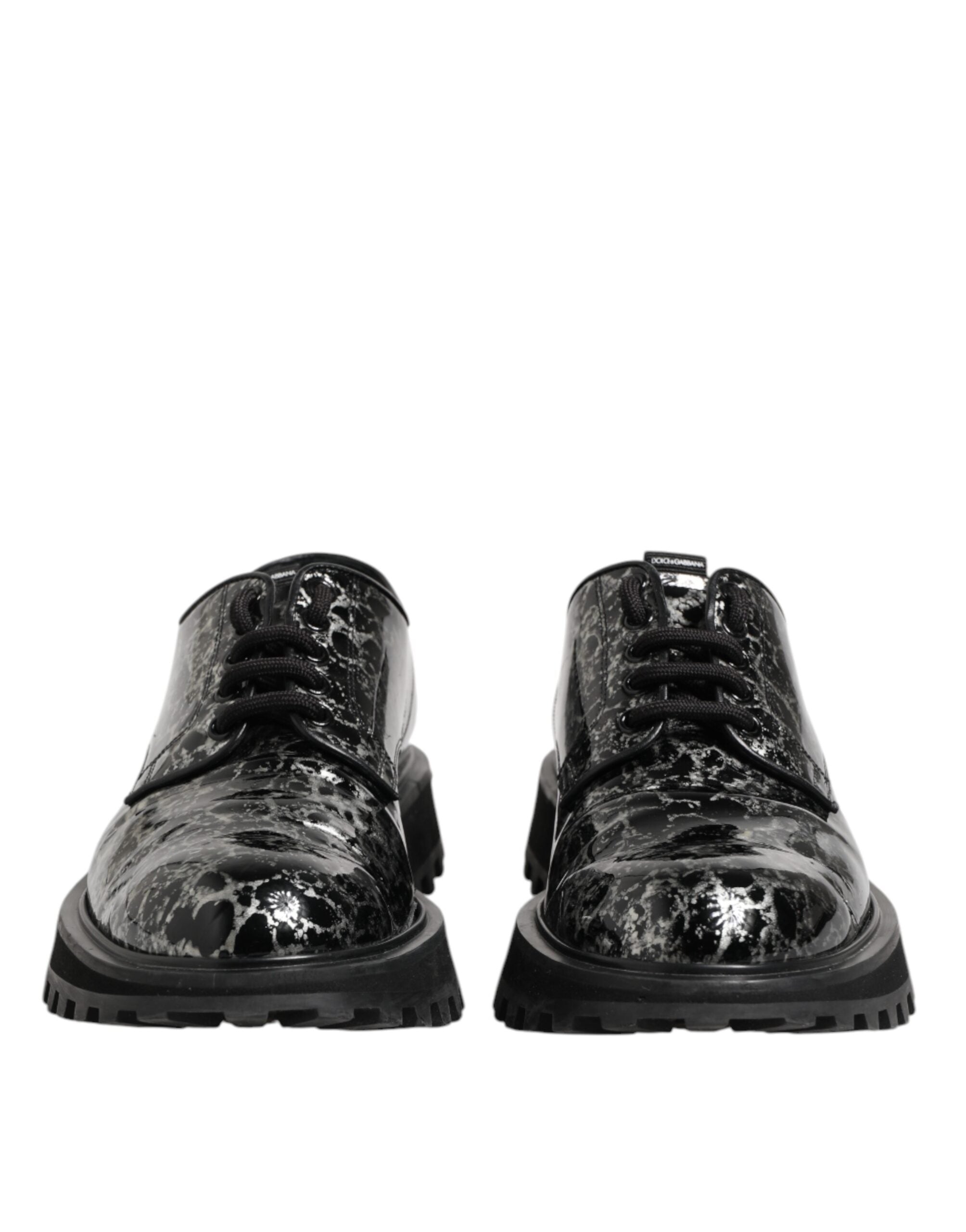 Black White Calfskin Chunky Derby Shoes
