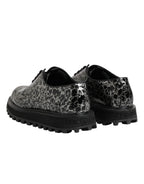Black White Calfskin Chunky Derby Shoes