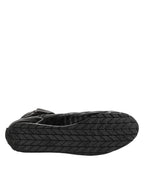 Black Quilted Leather Lace Up Sneakers Shoes
