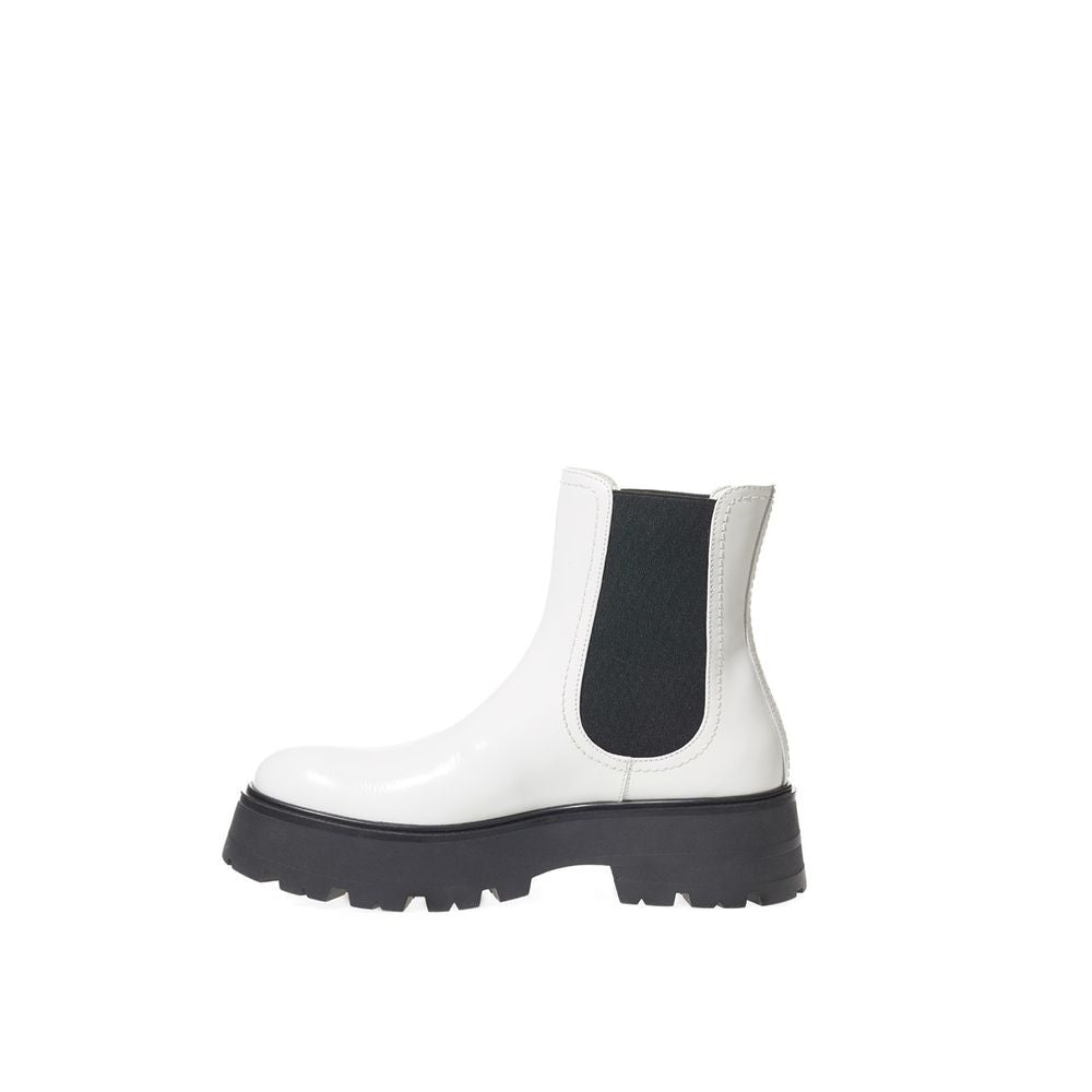 Black And White Leather Chelsea Boots