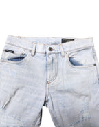 Light Blue Tattered Skinny Denim Jeans