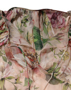 Pink Floral Print Tiered Long Maxi Dress
