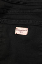 Black Cotton Skinny Mid Waisted Denim Jeans