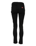 Black Cotton Skinny Mid Waisted Denim Jeans
