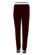 Red Viscose DG Logo Mid Waist Pants