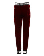 Red Viscose DG Logo Mid Waist Pants
