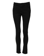 Black Cotton Skinny Mid Waisted Denim Jeans