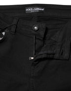 Black Cotton Skinny Mid Waisted Denim Jeans