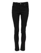 Black Cotton Skinny Mid Waisted Denim Jeans