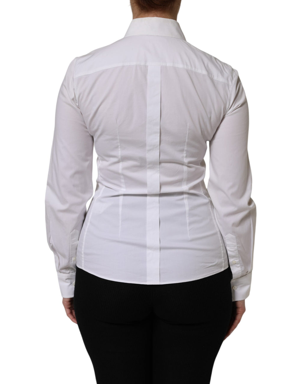 White Cotton Collared Long Sleeves Top Shirt